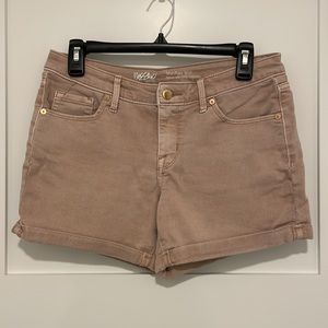 Mossimo Mid-rise midi, dusty rose, denim shorts